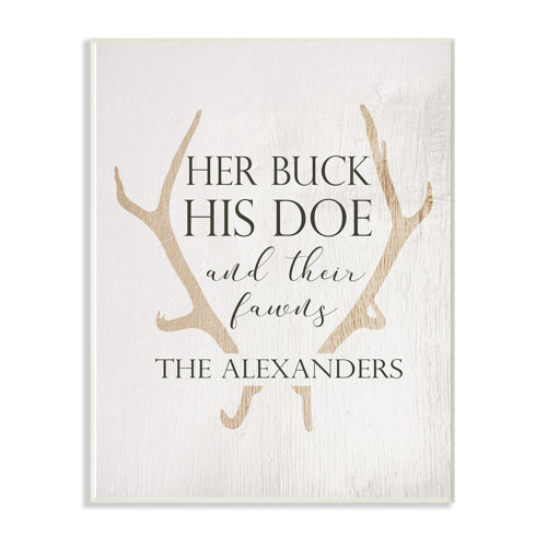 Stupell Industries " Family Personalized Antlers Her Buck His Doe And